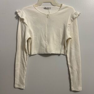 Zara White Ribbed Shirt